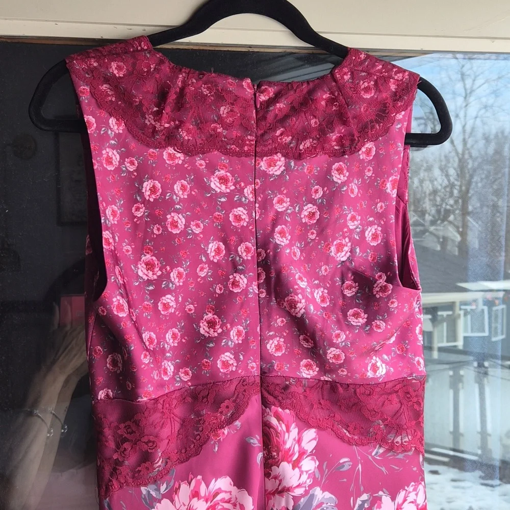 Avec Les Filles Burgandy Dress with Pink And Gray Accents - Picture 5 of 7